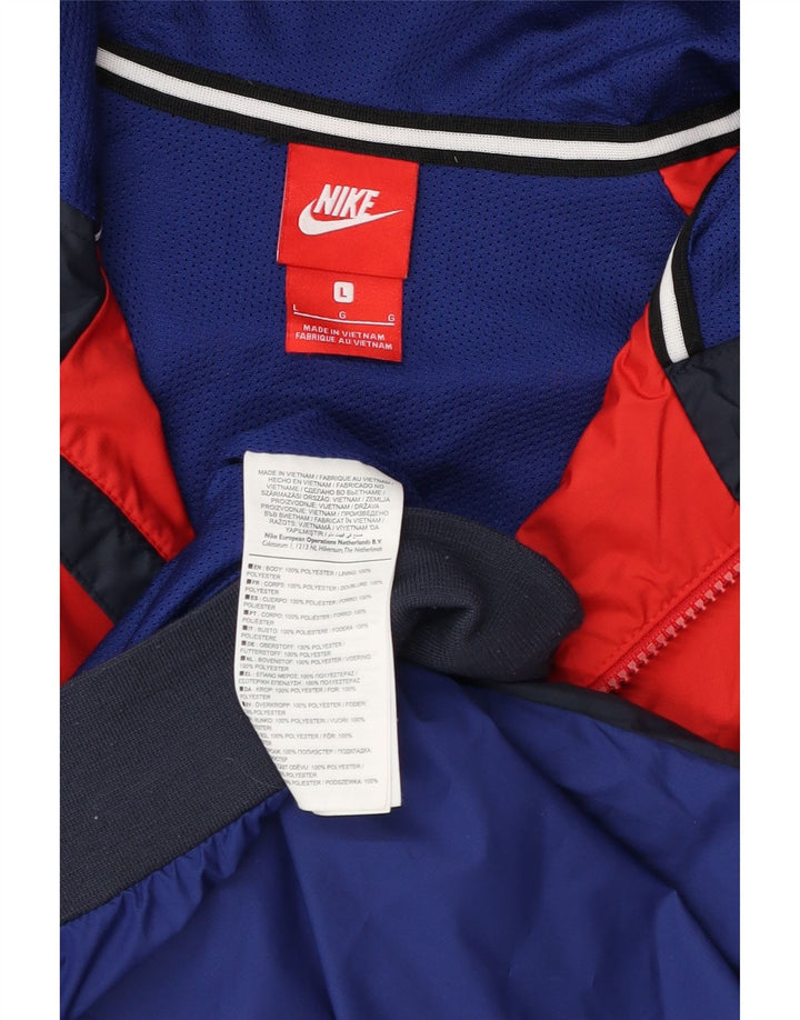 Jaqueta masculina Nike com capuz e moletom grande azul marinho em poliéster