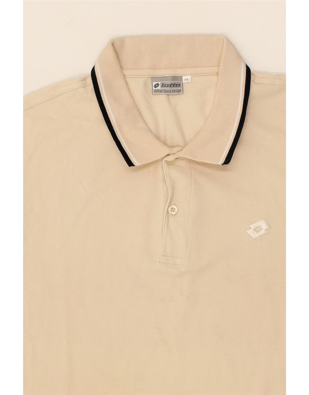 LOTTO Mens Polo Shirt XL Beige Cotton Vintage Lotto and Second-Hand Lotto from Messina Hembry 