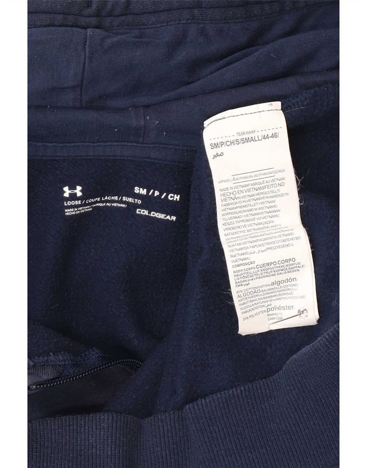 Suéter masculino Under Armour Regular Fit Zip com capuz de algodão azul marinho médio