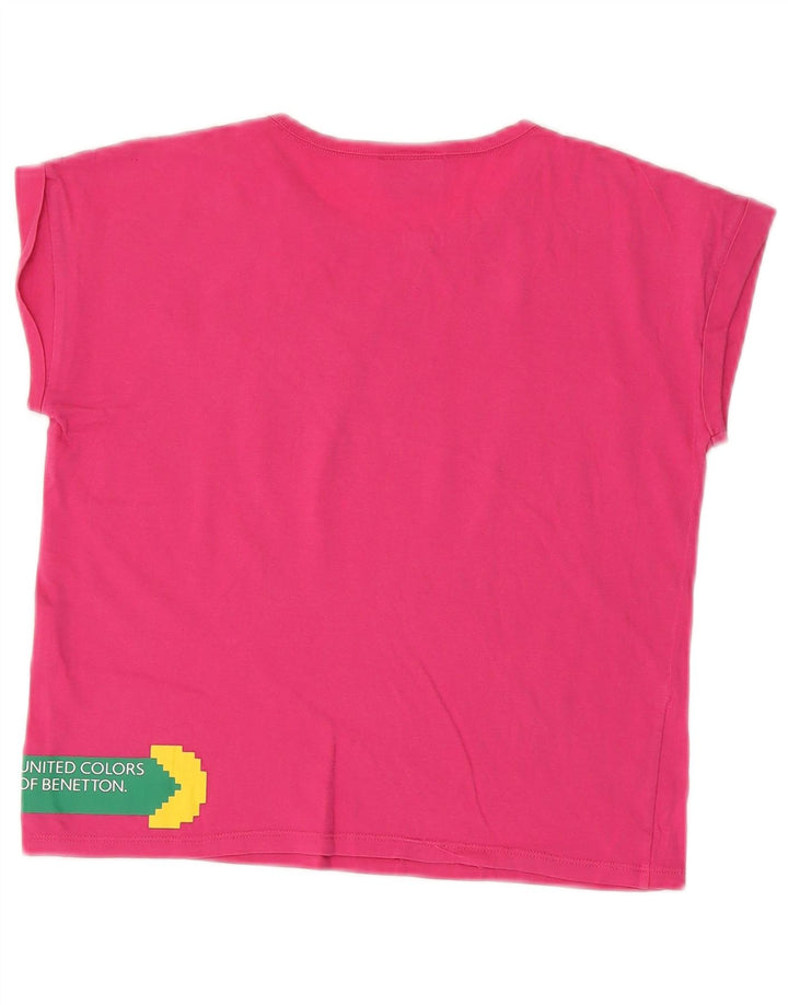 Camiseta feminina BENETTON Pac-Man Crop com estampa gráfica 8-9 anos grande rosa