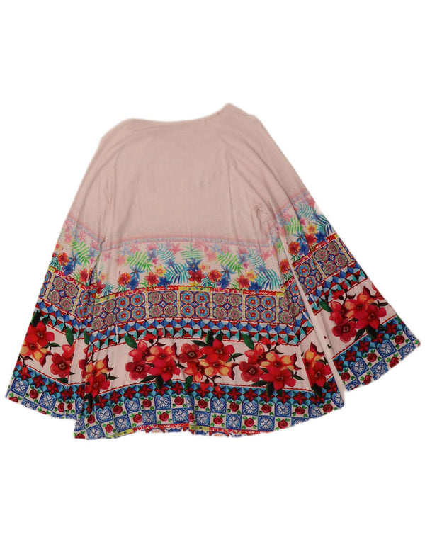 Top gráfico feminino Desigual manga comprida Reino Unido 10 viscose floral branca pequena