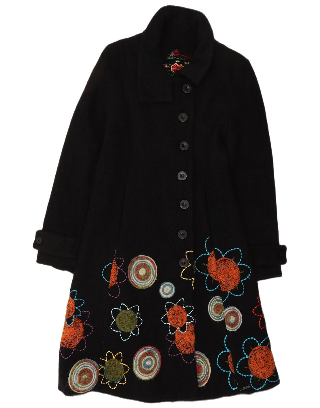 Sobretudo gráfico feminino Desigual UK 10 pequeno preto floral