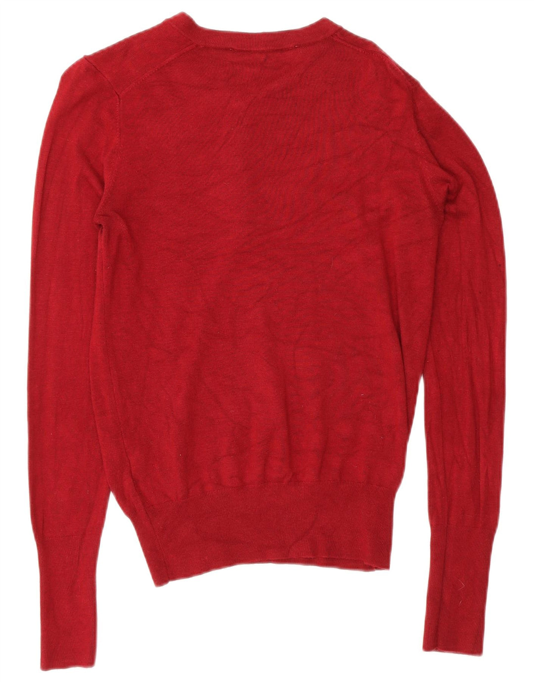 Zara Suéter feminino com gola redonda e botão UK 12 Viscose Borgonha Médio