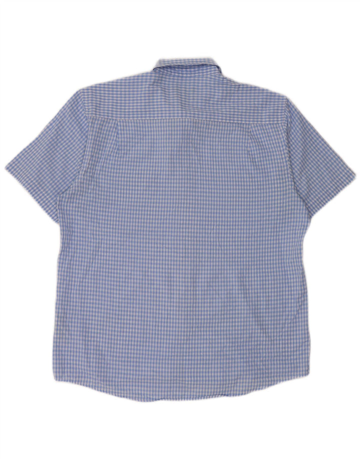 PIERRE CARDIN Camisa masculina de manga curta de ajuste regular XL azul guingão