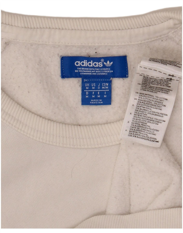 ADIDAS Mens Graphic Sweatshirt Jumper Médio Algodão Branco