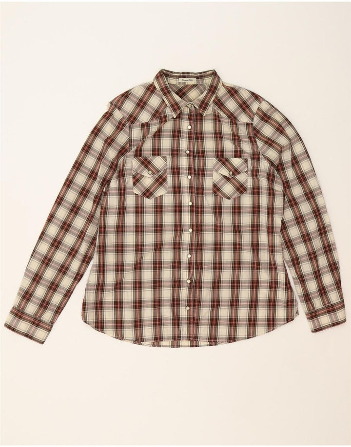 MASSIMO DUTTI Womens Shirt EU 46 2XL Beige Check Cotton Vintage Massimo Dutti and Second-Hand Massimo Dutti from Messina Hembry 