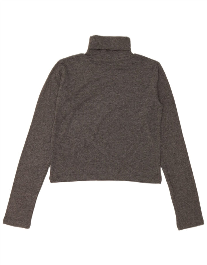 Zara Womens Crop Top Manga Longa Reino Unido 12 Médio Cinza