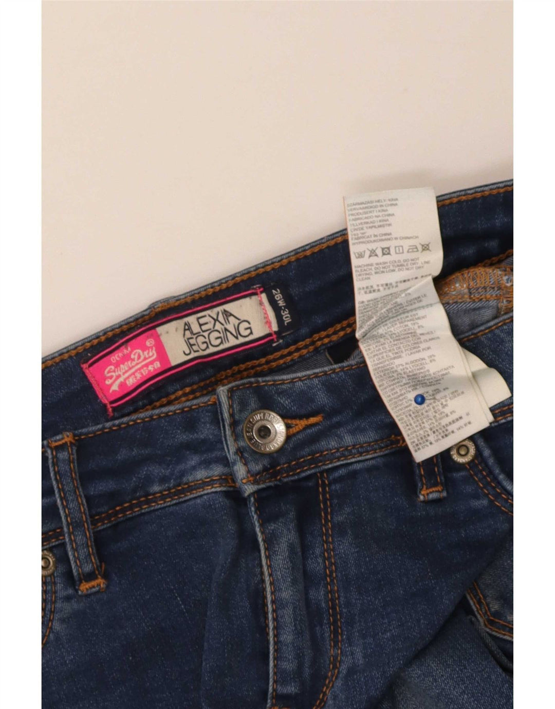 Superdry Feminino Alexia Jegging Jeans W26 L30 Azul Algodão