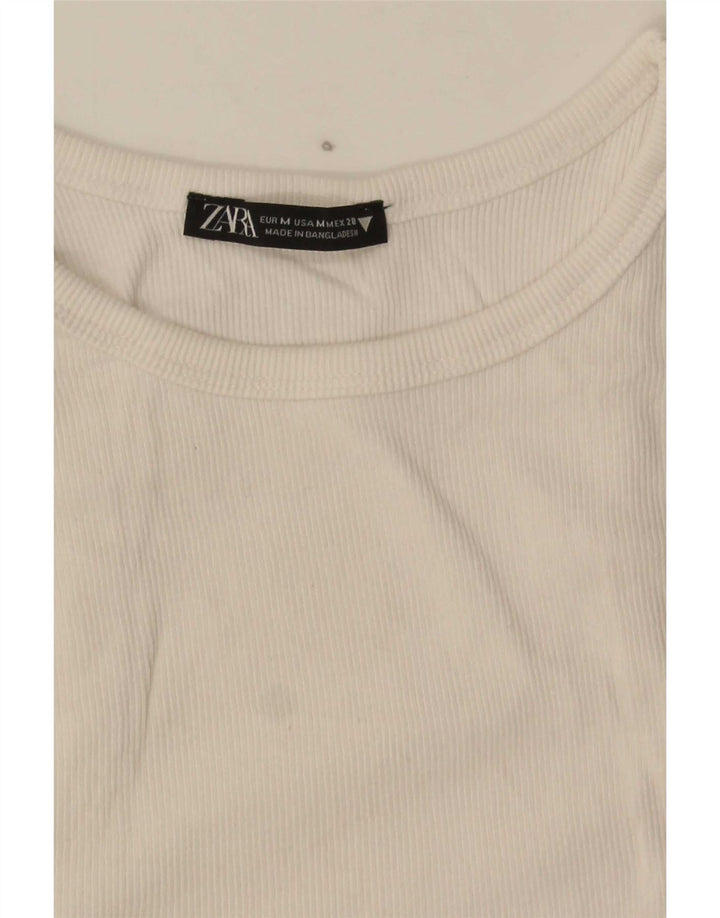 Zara Womens Crop Vest Top UK 12 Médio Branco