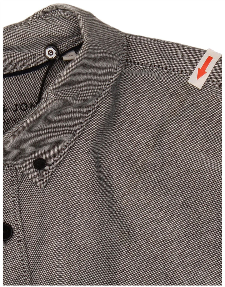 Camisa masculina slim fit Jack & Jones XL algodão cinza