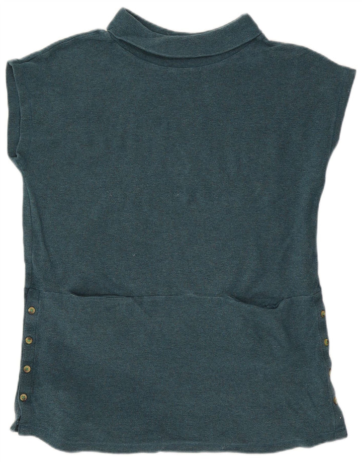 Blusa feminina sem mangas White Stuff Top UK 12 algodão verde médio