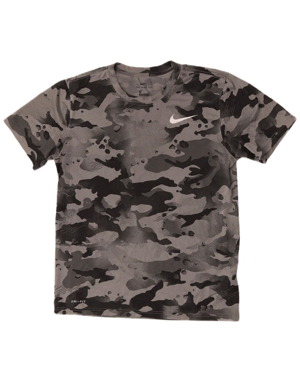 Camiseta masculina Nike Dri Fit Top cinza médio camuflado poliéster