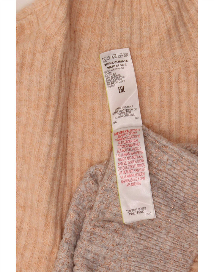 Suéter feminino Marks & Spencer com gola tartaruga Reino Unido 14 rosa médio