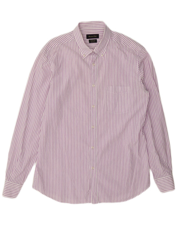 Camisa masculina Massimo Dutti casual fit grande risca de giz roxa