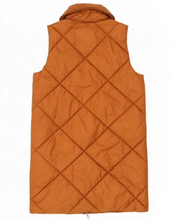 Esprit feminino longline acolchoado gilet UK 14 poliéster marrom médio