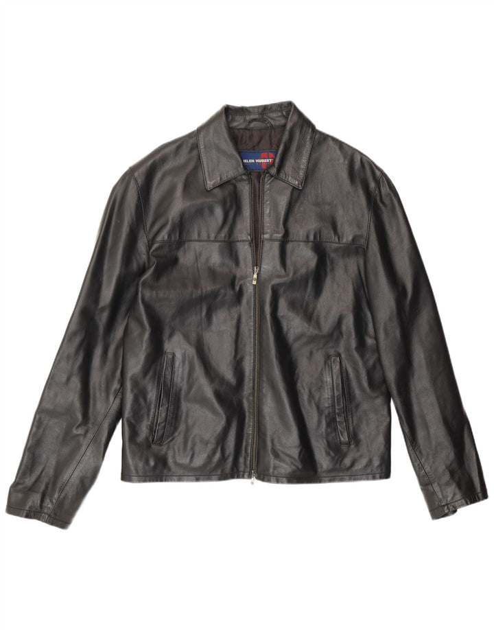 Jaqueta de couro masculina Helen Hubert IT 50 grande couro preto