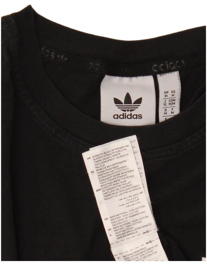 Adidas Mens Camiseta Top Médio Algodão Preto