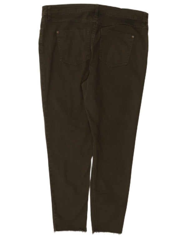 Calça feminina Marks & Spencer cortada de cintura alta Reino Unido 16 grande W36 L25 cáqui