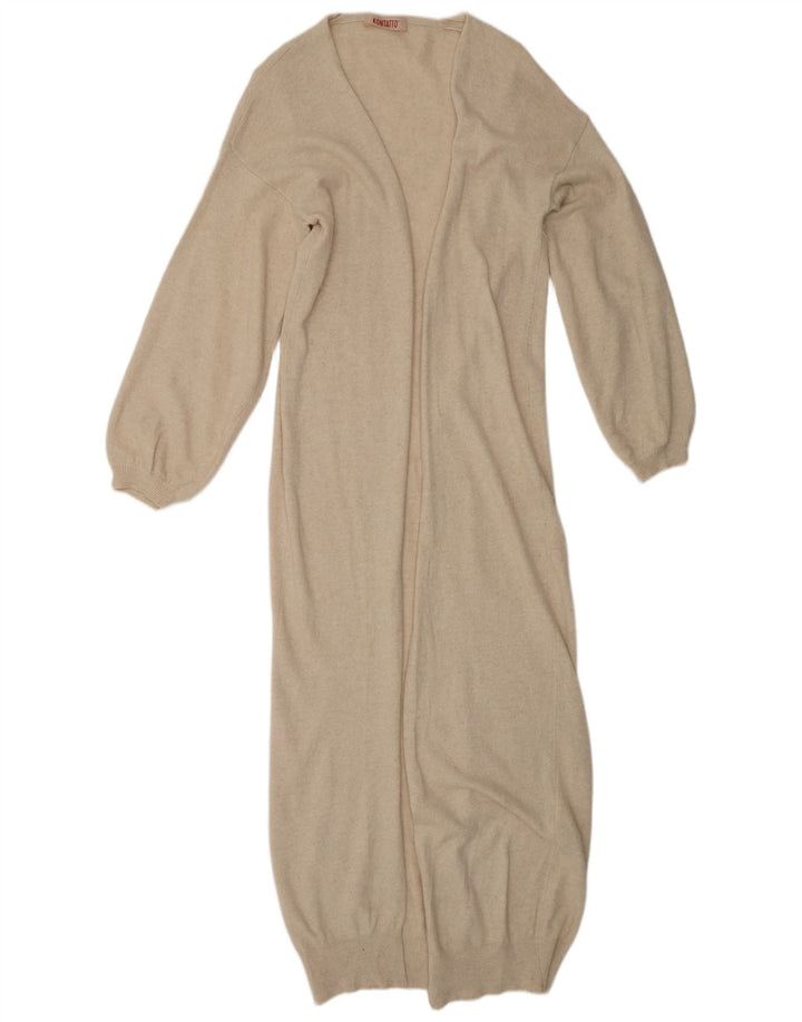 Suéter cardigã feminino longline KONTATTO Reino Unido 14 poliamida bege médio