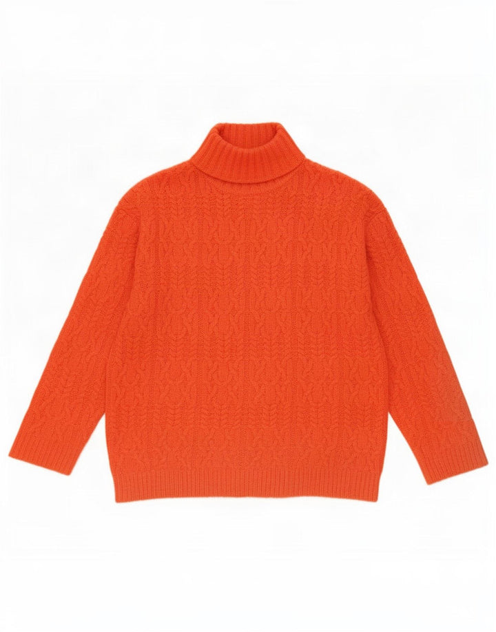 Suéter feminino Marks & Spencer com gola tartaruga Reino Unido 10 pequeno laranja