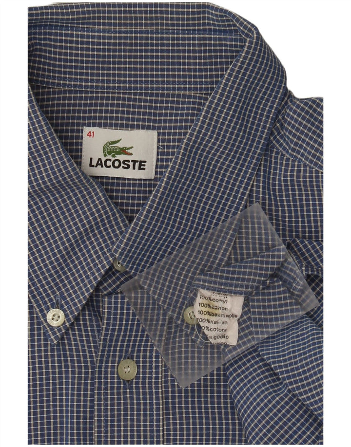 Camisa masculina Lacoste tamanho 41 grande algodão guingão azul