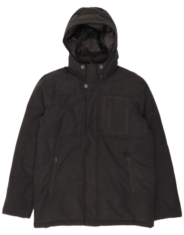 Jaqueta DC masculina acolchoada com capuz UK 38 algodão preto médio