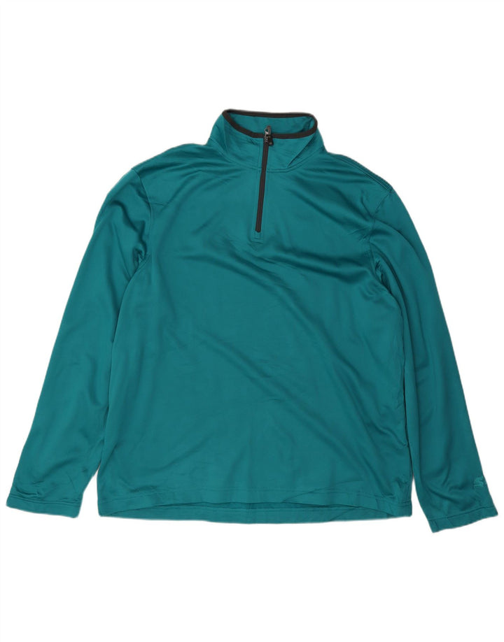 STARTER Pulôver masculino com zíper e gola alta, pulôver, Reino Unido 42/44, grande, azul, poliéster