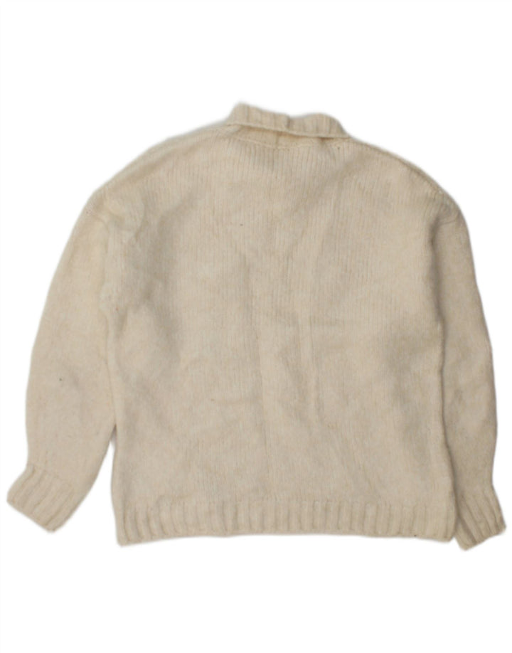 Suéter feminino Marks & Spencer com gola redonda Reino Unido 10 pequeno off white