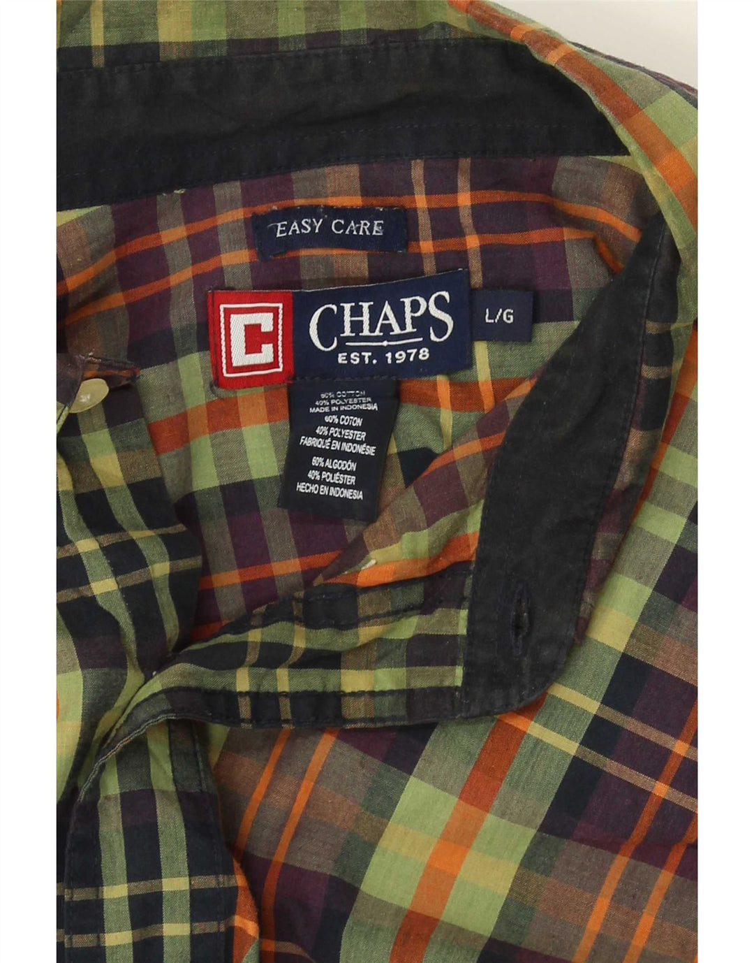 Camisa masculina Chaps Easy Care grande algodão xadrez verde