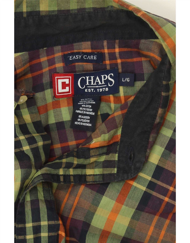 Camisa masculina Chaps Easy Care grande algodão xadrez verde