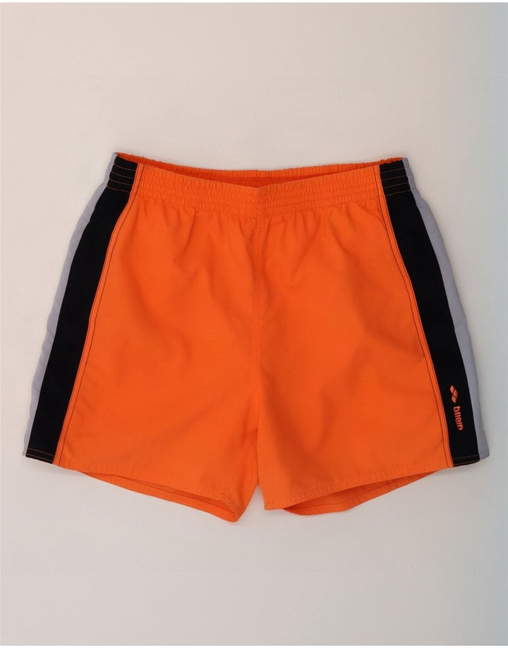 Arena Mens Natação Shorts Médio Laranja Colourblock Nylon