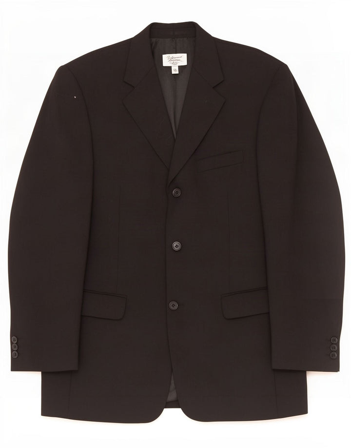 Jaqueta blazer masculina Pierre Cardin com 3 botões Reino Unido 38 médio preto lã nova