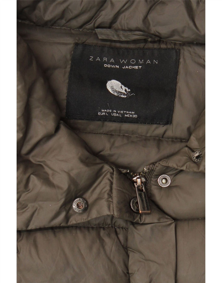Jaqueta acolchoada feminina Zara UK 16 grande cáqui