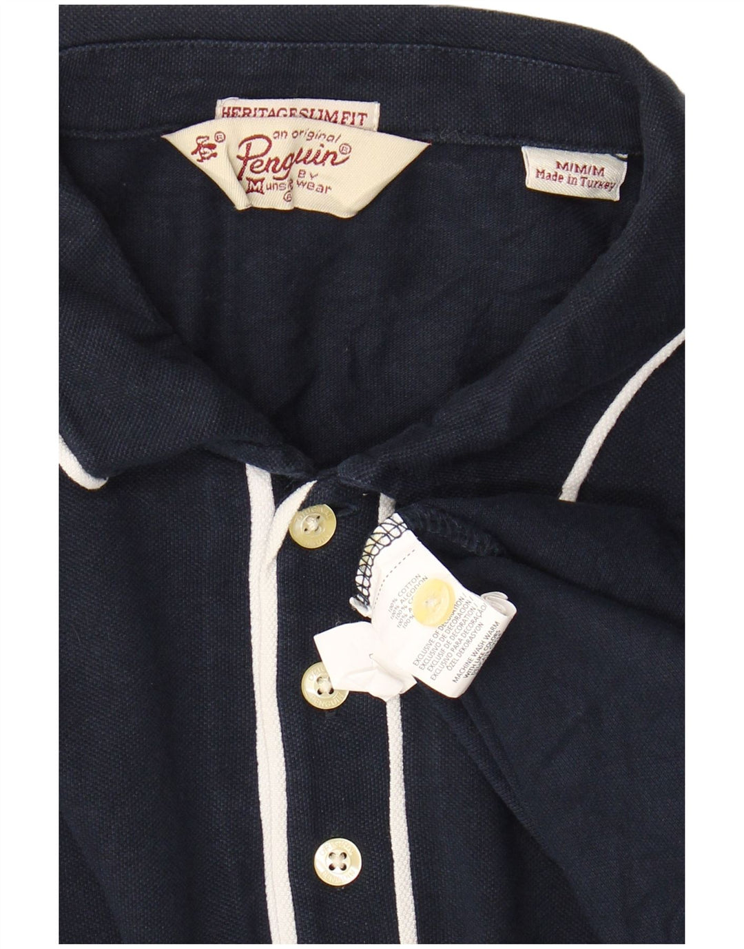 Camisa polo masculina PENGUIN Heritage manga comprida slim fit azul marinho médio