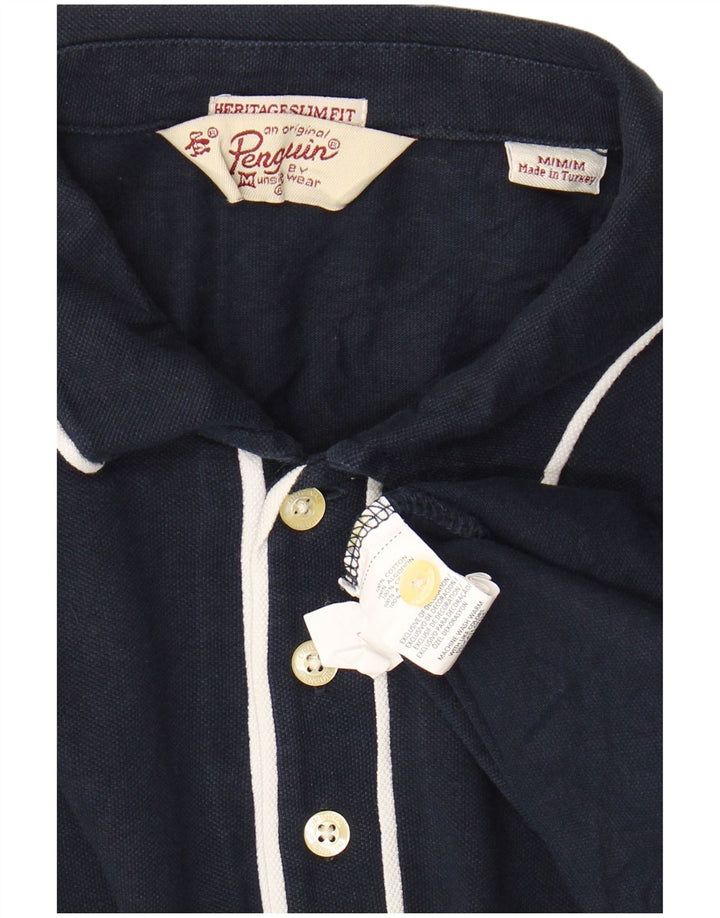 Camisa polo masculina PENGUIN Heritage manga comprida slim fit azul marinho médio