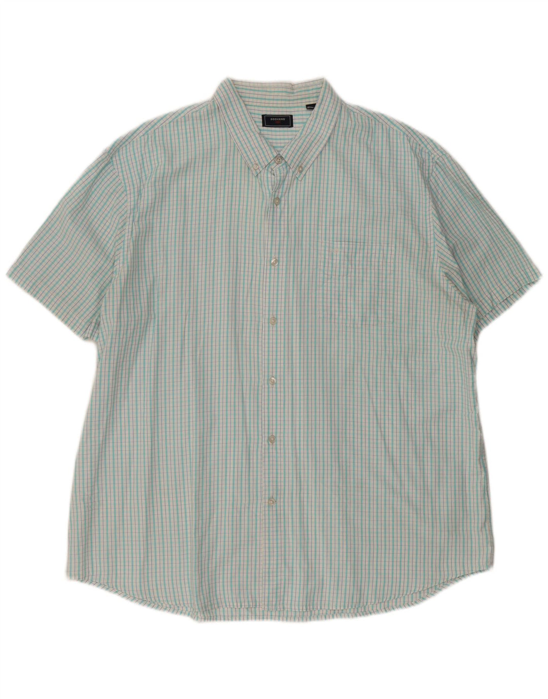 Camisa masculina de manga curta DOCKERS 2XL xadrez turquesa