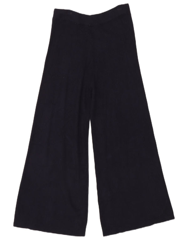 Zara Calça feminina casual cintura alta perna larga pequena W26 L26 azul marinho
