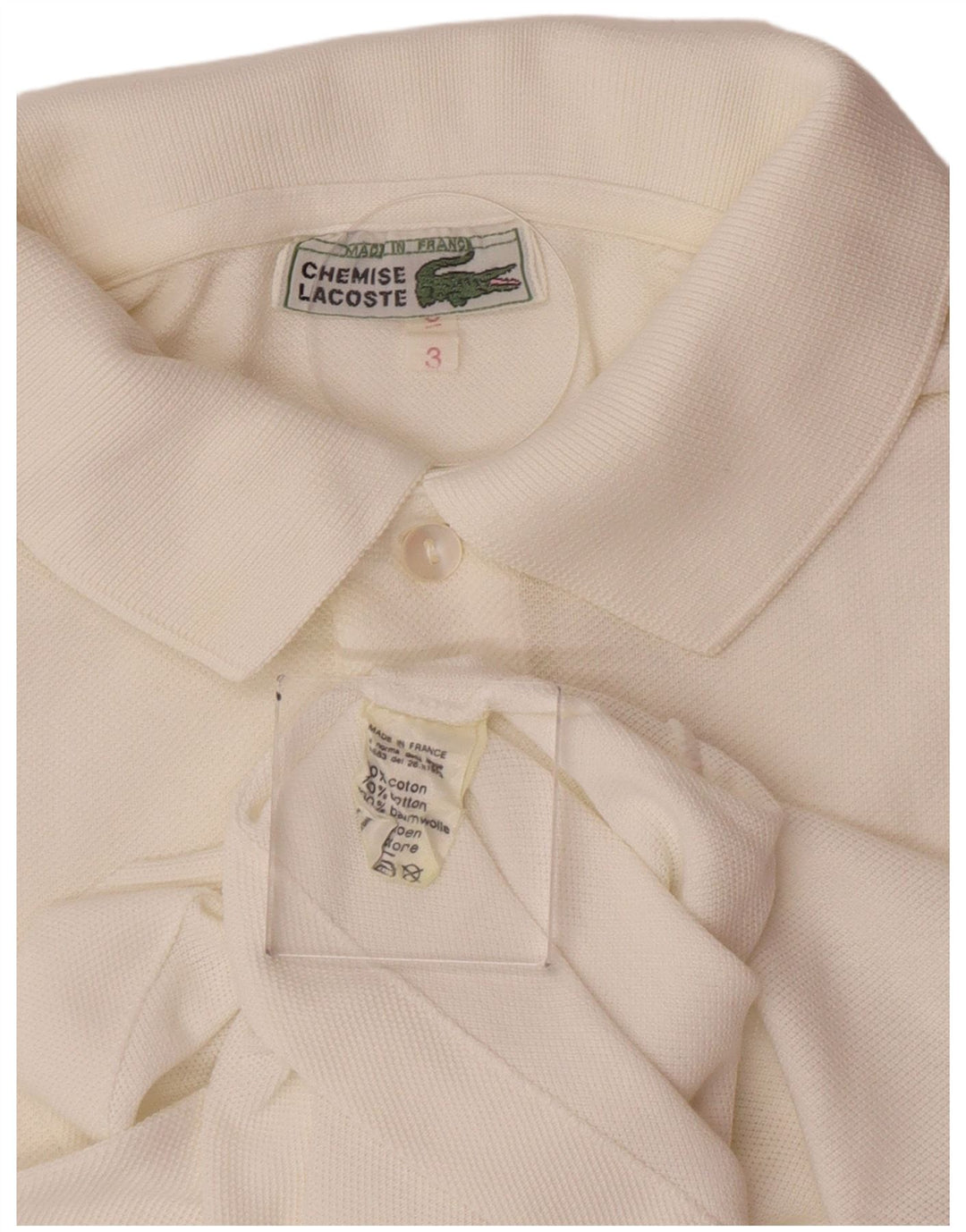 Camisa polo masculina Lacoste tamanho 3 pequeno algodão branco
