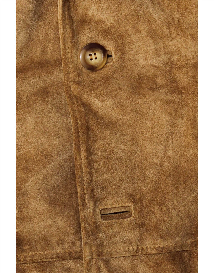 Jaqueta Blazer masculina vintage de camurça com 3 botões Reino Unido 40 Grande Bege
