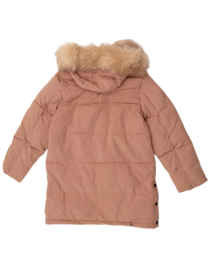 Zara Jaqueta acolchoada com capuz para meninas 13-14 anos poliéster rosa