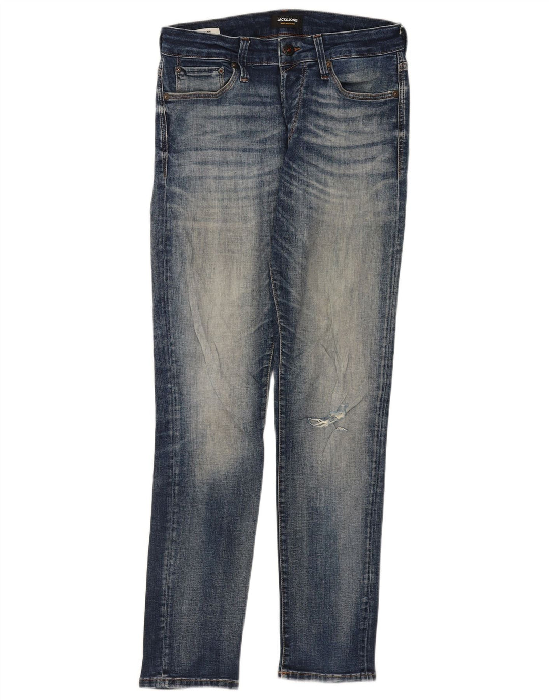 Jack & Jones Mens GLENN Distressed Slim Jeans W30 L32 Azul Algodão