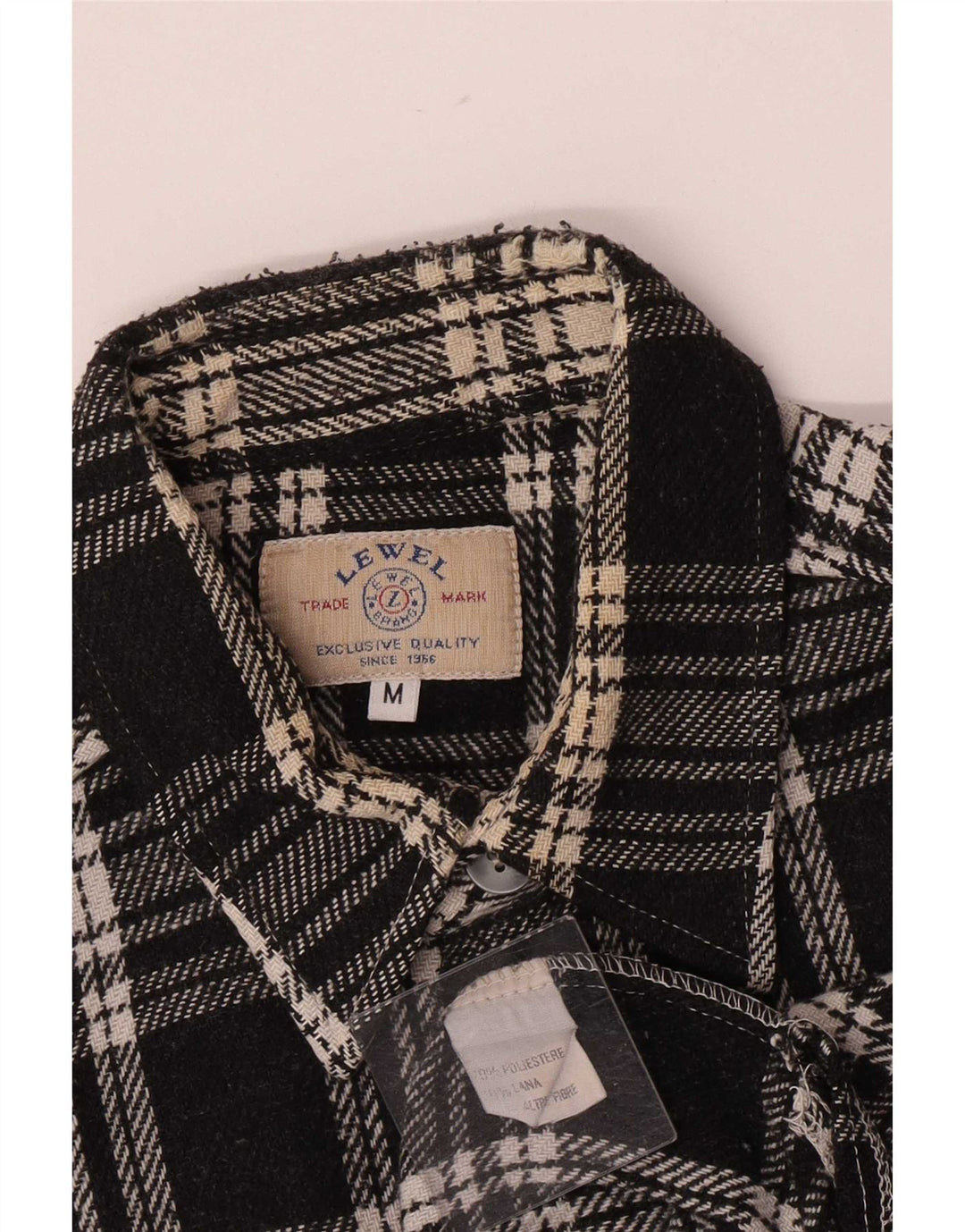 Camisa de flanela masculina vintage média poliéster xadrez preto
