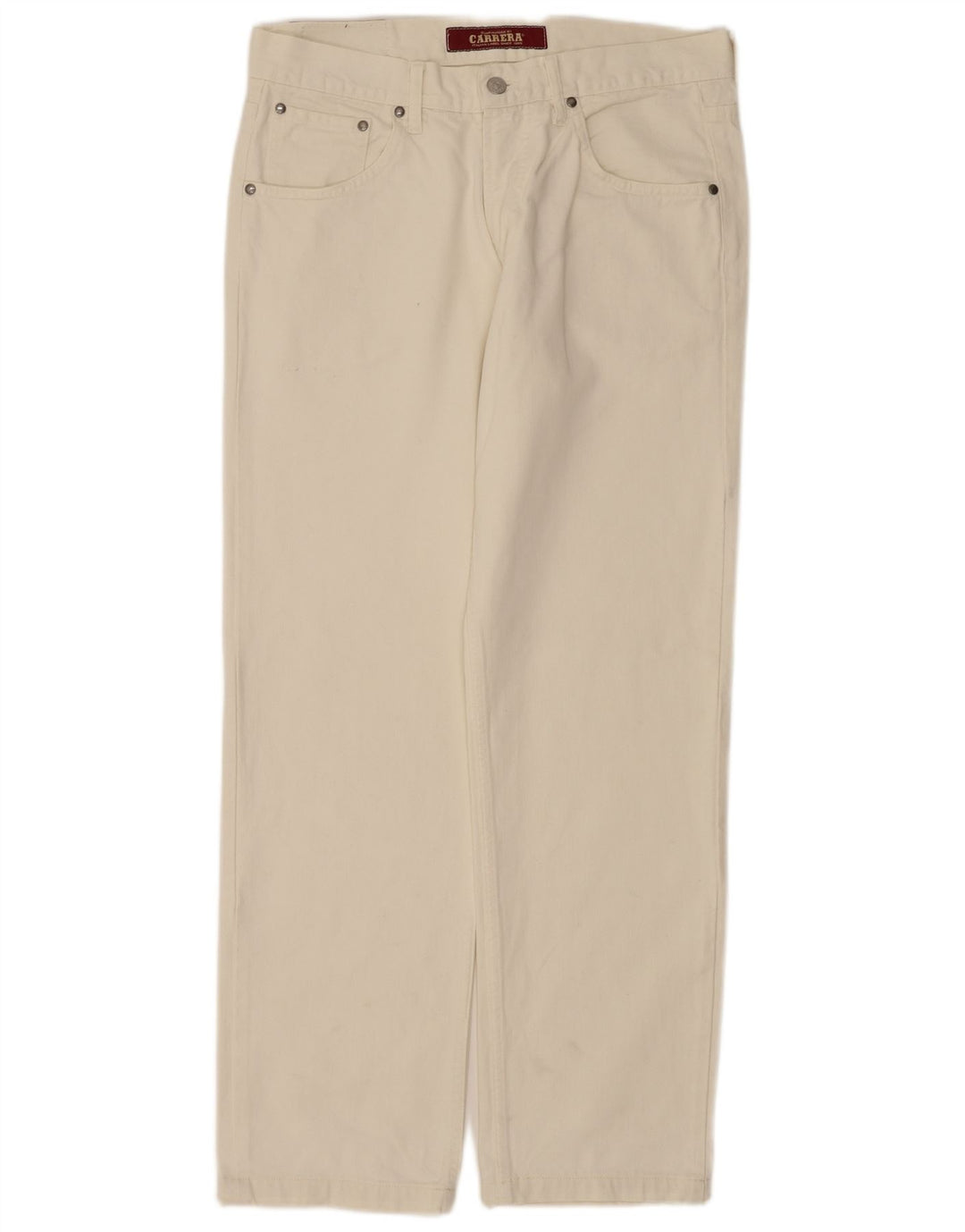 Carrera Mens Straight Jeans W34 L30 Algodão Branco