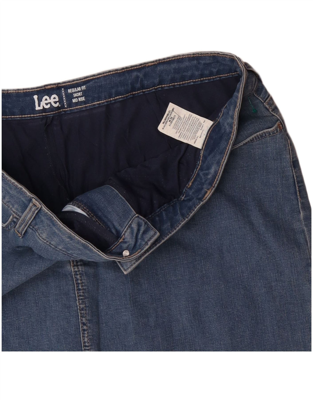 Saia jeans feminina LEE regular fit midrise EUA 22 3XL W44 algodão azul
