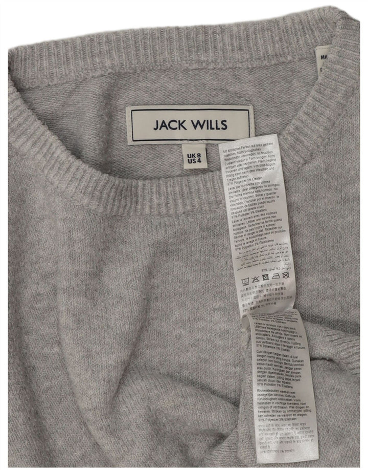 JACK WILLS Suéter feminino oversized com gola redonda Reino Unido 8 pequeno cinza