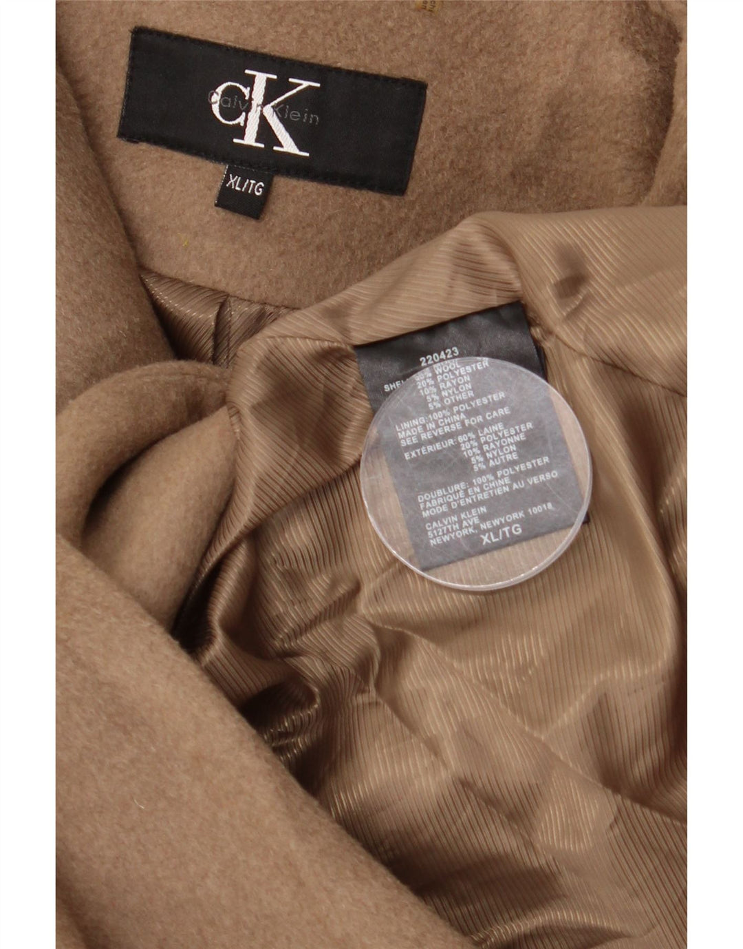Sobretudo oversized feminino Calvin Klein Reino Unido 18 XL lã bege