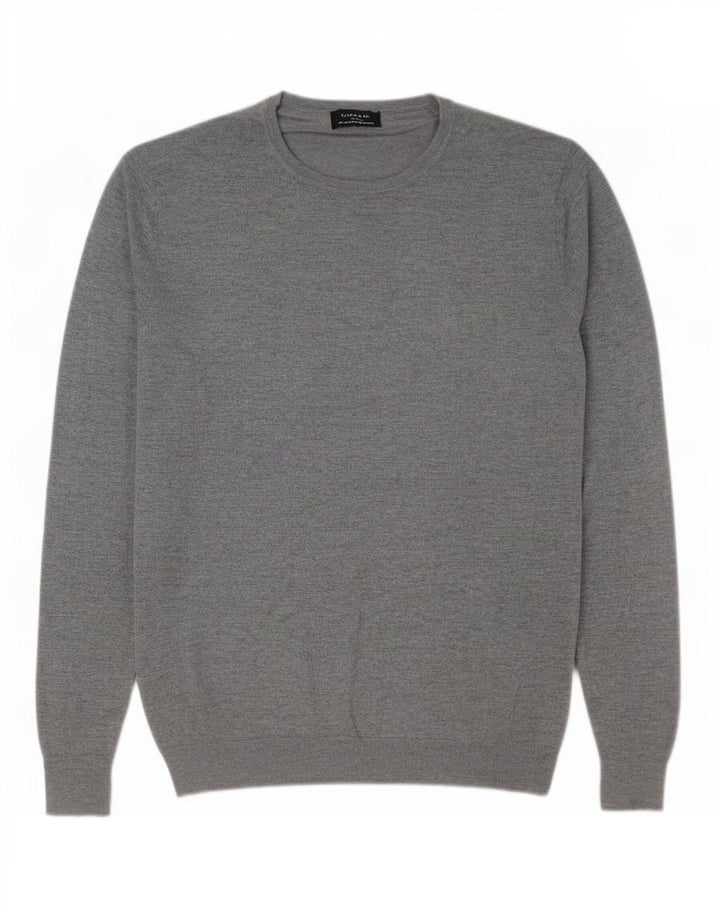 Zara Suéter masculino com gola redonda grande cinza