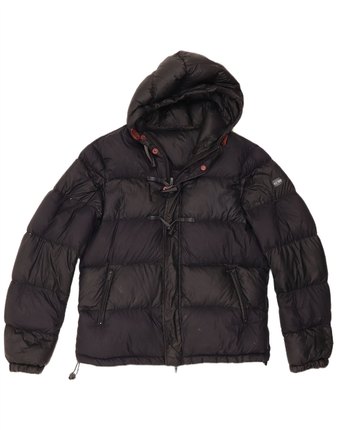 Jaqueta masculina acolchoada com capuz Armani Jeans EU 54 XL poliamida preta