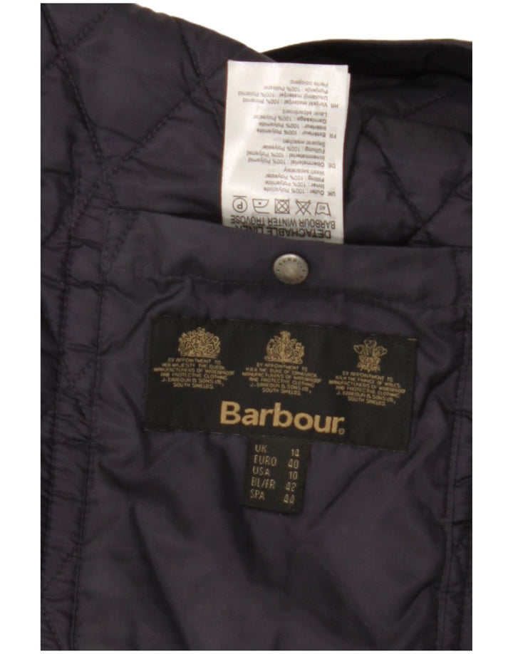 Jaqueta acolchoada feminina BARBOUR UK 14 grande azul marinho poliamida