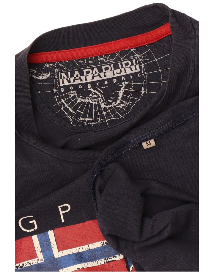 Camiseta gráfica masculina NAPAPIJRI Top médio azul marinho